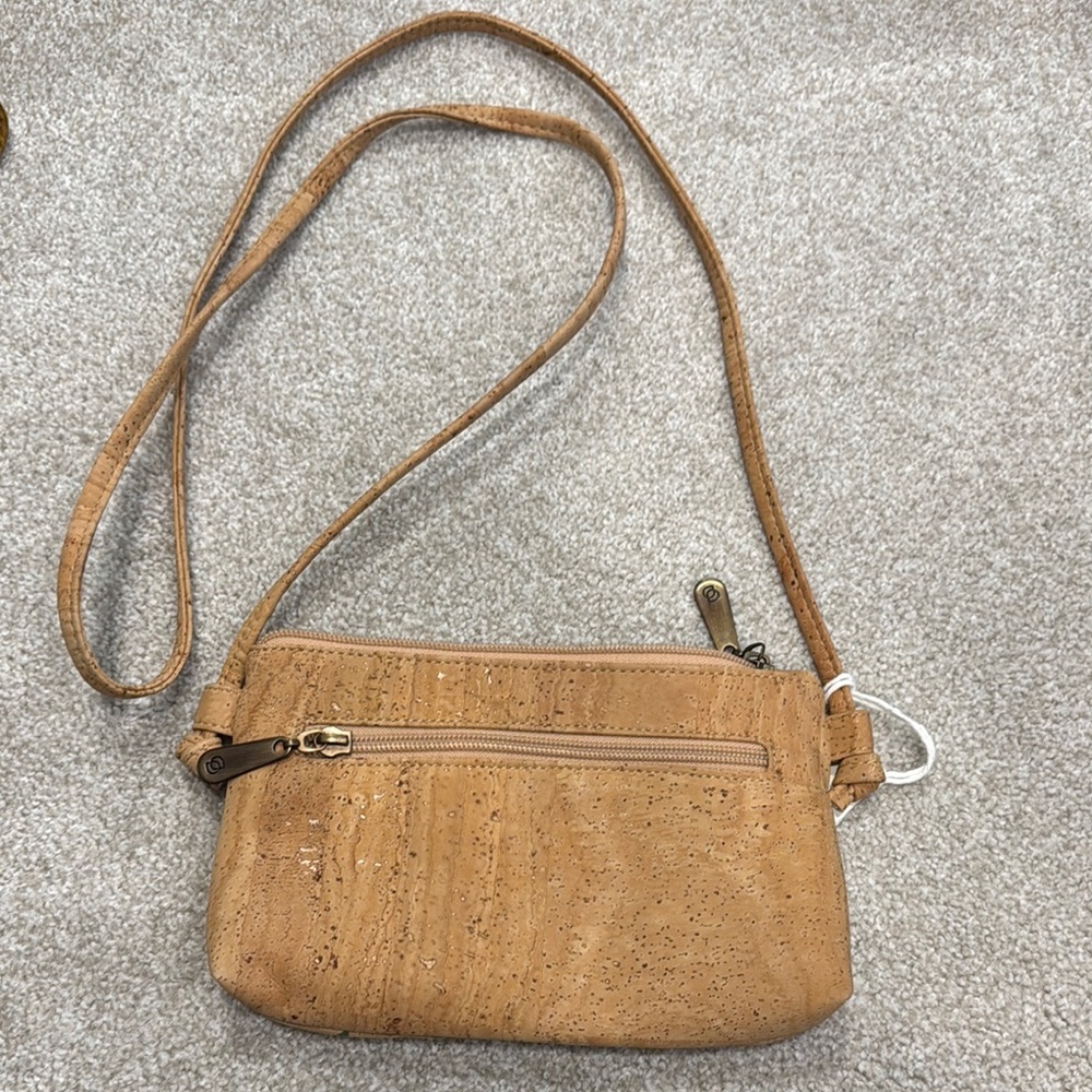 Tan Cork Crossbody Bag with Flap Closure - Picture 4 of 6